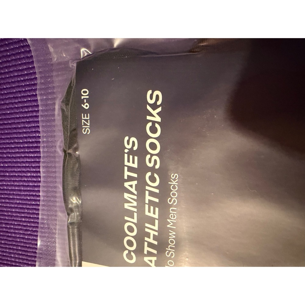 Coolmate's Athletic Socks No Show Men Socks Black 2 Pack Size 6-10 Invisible Fit - Picture 3 of 4